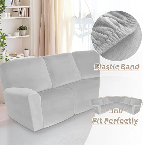 Miniatura 501 de Arfntevss Fundas de sofá seccional reclinable de terciopelo, Funda de sofá seccional de esquina para sofá reclinable, Funda elástica suave