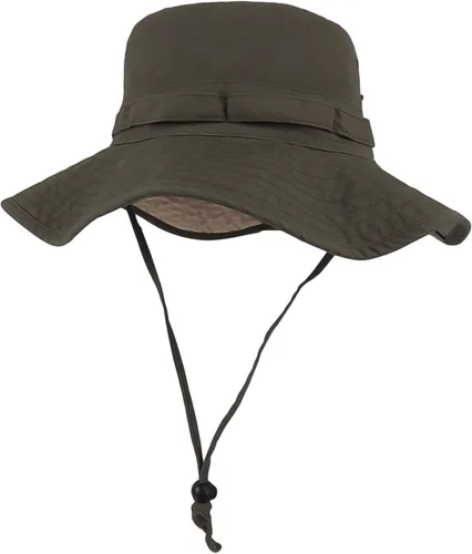 Miniatura 10 de Sombrero de pescador de ala ancha con protección UV, sombrero Boonie, sombreros de pesca, senderismo, safari, sombreros al aire libre para hombres