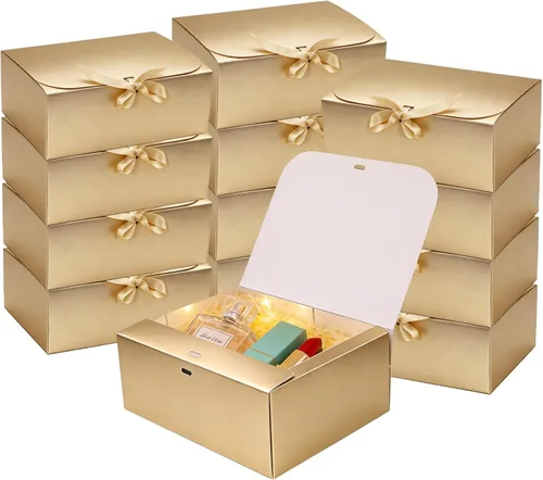 Miniatura 11 de Paquete de 12 cajas de regalo blancas con tapas a granel, caja de propuesta de dama de honor con cinta, cajas de regalo para bodas, Navidad, día