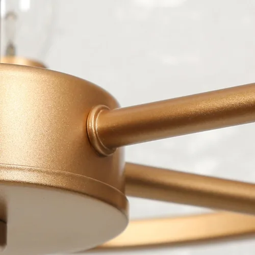 Miniatura 7 de ZEVNI Candelabro de tambor dorado, lámpara de cristal dorado para isla de cocina, lámpara moderna de 6 luces para comedor, entrada, vestíbulo