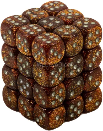 Miniatura 2 de Chessex Juego de dados poliédricos dorados y plateados con purpurina de 0.47 pulgadas, compatible con Calabozos y Dragones, Pathfinder y otros