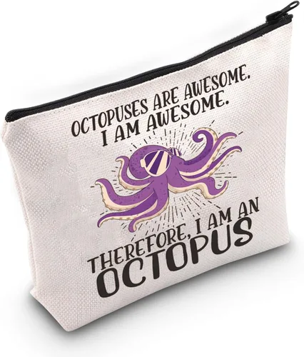 LEVLO Bolsa de maquillaje cosmético de pulpo, regalo para amantes del pulpo, los pulpos son impresionantes bolsa de maquillaje con cremallera para