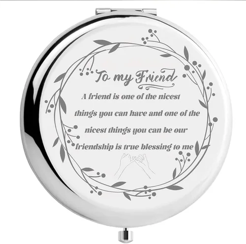 Miniatura 10 de CREATCABIN Behind You All Your Memories - Espejo de bolsillo compacto de viaje de girasol con cita inspiradora, regalo plegable de dos caras, regalo