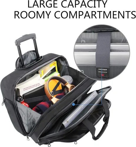 Miniatura 3 de KROSER Bolsa con ruedas para laptop para hombres y mujeres, maletín con ruedas para negocios para portátiles de hasta 17.3 pulgadas, bolsa