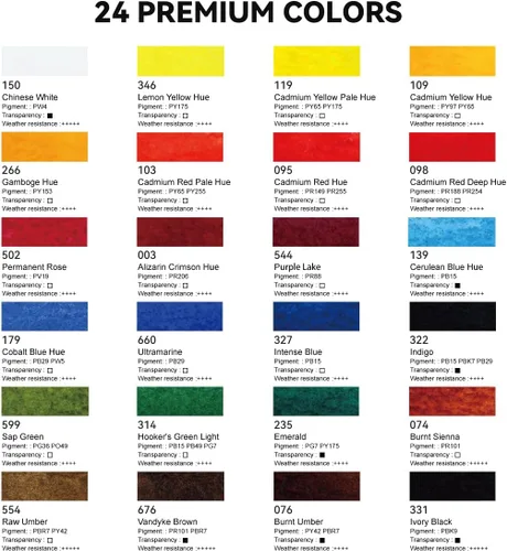 Miniatura 2 de Paul Rubens Set de Pintura de Acuarela 24 Colores Vibrantes 12ml / 0.4 Fl Oz Tubos, Tubos de Acuarela con Gran Valor, Pinturas de Acuarela