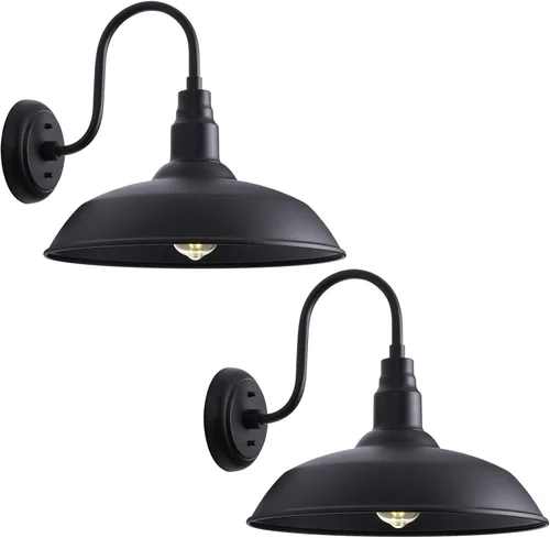Miniatura 17 de Luz de granero de cuello de cisne de 10 pulgadas para exteriores, luces verdes para porche con interior blanco, cúpula pequeña, para patio, cuello