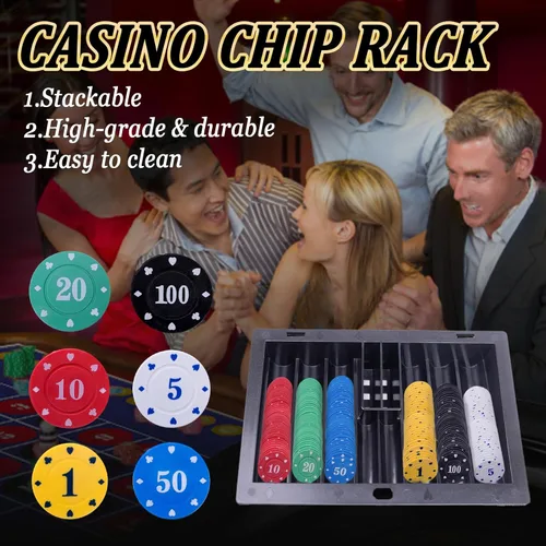 Miniatura 5 de Set de Juego de Casino Premium 5 en 1: Kit de Juego de BlackJack/Ruleta/Dados/Texas Holdem/Póker con 360 Fichas+8 Mazos de Cartas+Rueda de Ruleta+2