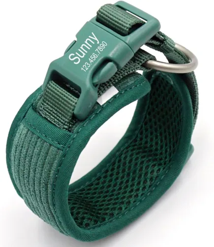 Miniatura 10 de Collares de perro personalizados grabados con nombre y número de teléfono para perros pequeños, medianos y grandes (verde menta, S)