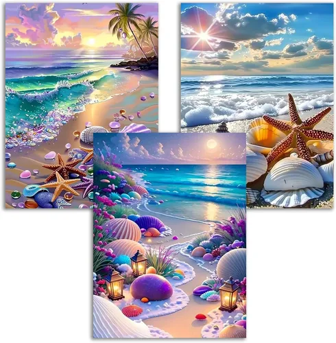 Miniatura 13 de VeGuude Kits de Pintura de Diamantes para Adultos – Paquete de 3 Obras de Arte DIY Kits de Arte de Diamantes 5D Taladro Completo Pinturas de Puntos
