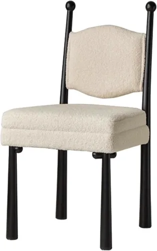 Miniatura 18 de Sillas de comedor de madera, sillas de cocina con material de lana de cordero, asiento tapizado, silla de sala de estar para estudio y comedor, sala