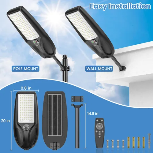 Miniatura 7 de Farolas solares para exteriores, 6000 W, luces solares de estacionamiento de 350000 lúmenes, luz de calle con sensor de movimiento, lámpara LED gran