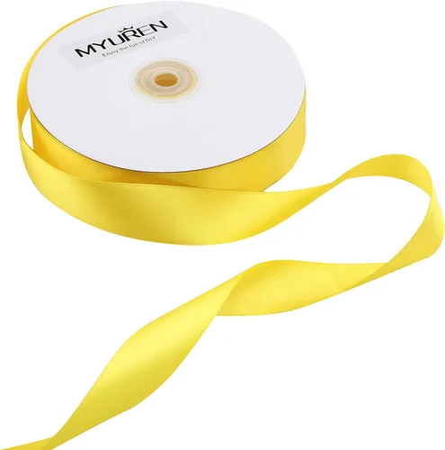 Miniatura 4 de Cinta de satén amarilla de 1 pulgada, cinta de satén sólido de doble cara para envoltura de regalos, bodas, decoración de fiestas, accesorios