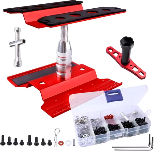 Miniatura 7 de Estación de trabajo de reparación de soporte de trabajo de automóvil a control remoto de aleación de aluminio con kit de tornillos y llave de rueda