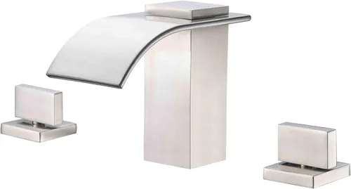 sumerain Grifo de bañera romano de níquel cepillado Grifo de bañera de tres agujeros de montaje generalizado con boquilla de cascada de alto flujo