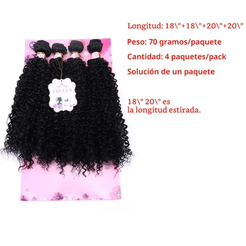 Miniatura 2 de FRELYN Rizado pelo rizado paquetes de armadura de pelo sintético paquetes 18 18 20 20 pulgadas 4 piezas/paquete color negro tejido rápido coser