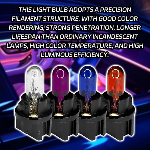 Miniatura 5 de 20 piezas T5 17 57 86 Kits de bombillas de halogénuro para panel de instrumentos, luz de tablero de 12V para interior de automóvil, bombilla