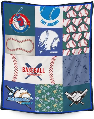 Miniatura 13 de Manta de béisbol para regalar – Manta deportiva de 30 x 40 pulgadas para niños, manta blanca de felpa suave para sofá, oficina