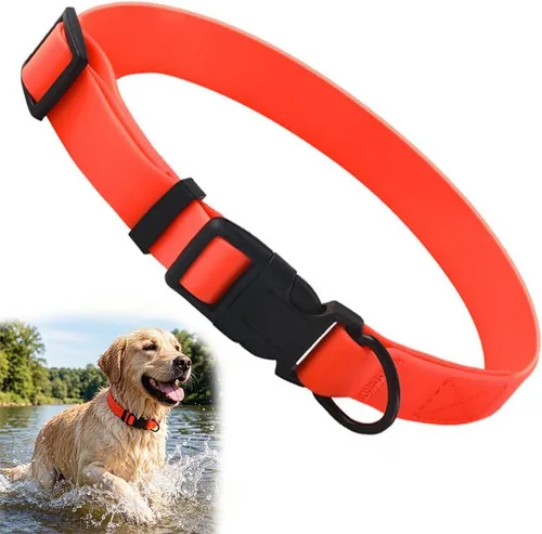 Miniatura 13 de Collar de silicona negra para perros, collares de goma de PVC de plástico impermeable, lavable con hebilla de liberación rápida, collares