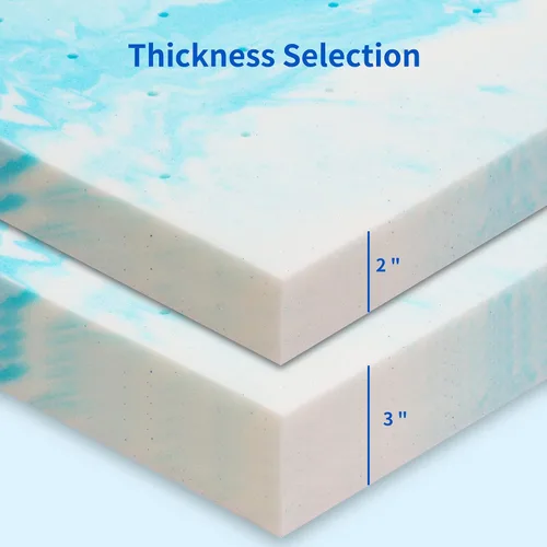 Miniatura 3 de Vyfipt Cubrecolchón de espuma viscoelástica de gel refrescante de 2 pulgadas, tamaño King, alivio de presión, cama en una caja, certificado