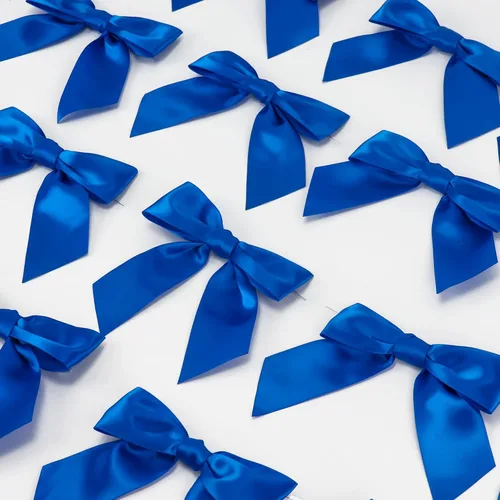 Miniatura 7 de AIMUDI Lazos de Satén Azul Real con Nudo Giratorio para Bolsas de Golosinas 4.5" Lazos Azules Pre-Atados para Envolver Regalos Lazos de Cinta Azul