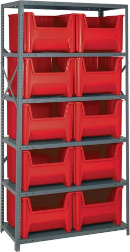 Miniatura 283 de Quantum QSBU-245BK Heavy Duty Shelving Unit with (7) Shelves and (24) QUS245 Black Bins for Garage Warehouse Storage Distribution 400 lb Load