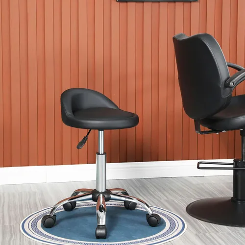 Miniatura 2 de PayLessHere Taburete giratorio de pedicura ajustable en altura, silla de salón de dibujo ajustable con respaldo cojín de PU para tienda de tatuajes
