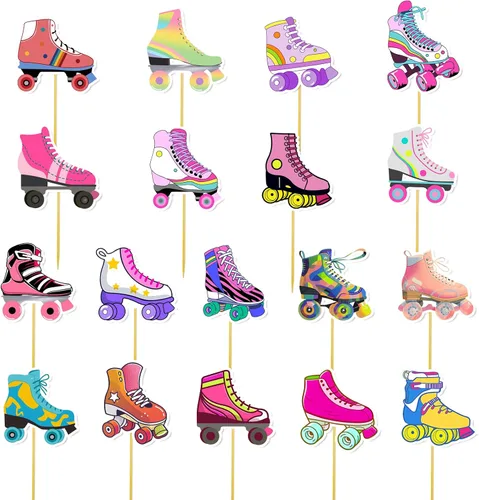 36 piezas de decoraciones de fiesta de patinaje sobre ruedas, decoraciones coloridas para fiestas temáticas de patinaje, decoraciones de cumpleaños,
