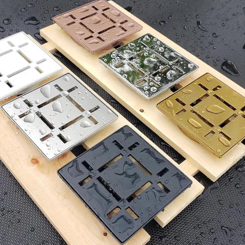 Miniatura 4 de FROSCH Kit de rejilla de drenaje de ducha de acero inoxidable de 4 pulgadas, diseño de tablero (cepillado)