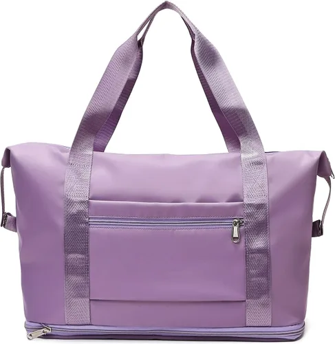 Miniatura 3 de Bolsa de lona de viaje, Bolsa de gimnasio deportiva, Bolsa de hombro para fin de semana, Púrpura, Matata Bolsa de viaje de viaje, bolsa de gimnasio
