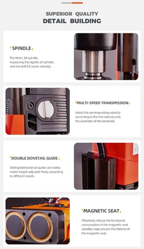 Miniatura 6 de Perforadoras magnéticas portátiles de 1100 W y cortadores anulares con fuerza magnética de 10000 N y 450 RPM