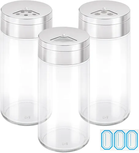 Miniatura 23 de Segarty Tarros de especias con tapas cocteleras, paquete de 6 botellas de vidrio de 4 onzas con tapa de acero inoxidable, recipientes de vidrio