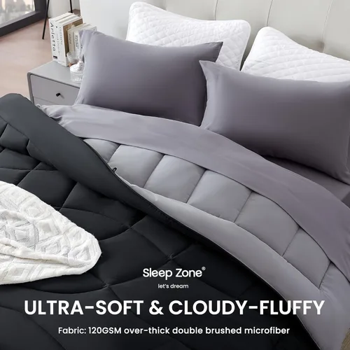 Miniatura 3 de SLEEP ZONE - Juego de edredón reversible y refrescante tamaño matrimonial, relleno alternativo suave, transpirable y cálido para todo el año, lado A