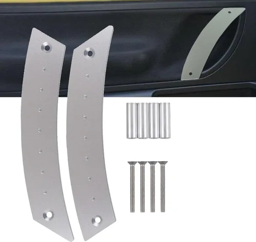 Miniatura 9 de Juego de manijas para panel de puerta compatible con Beetle 1998-2010 de grado aeronáutico de aluminio negro, 2 manijas con 4 tornillos