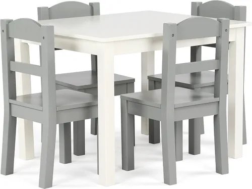 Miniatura 14 de Tot Tutors Juego de mesa y 4 sillas de madera para niños, Espresso (Colección Espresso), Madera, blanco/rosa/púrpura (White/Pink/Purple)