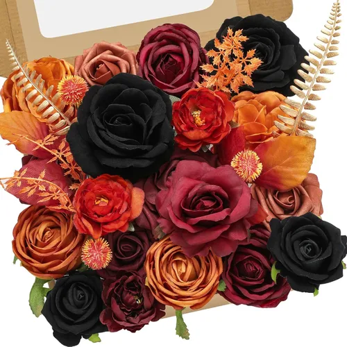 Miniatura 11 de Serwalin Flores artificiales, flores rosadas, flores de seda falsas, flores de pastel de boda, flores para ramos de boda, centros de mesa, Un rosa