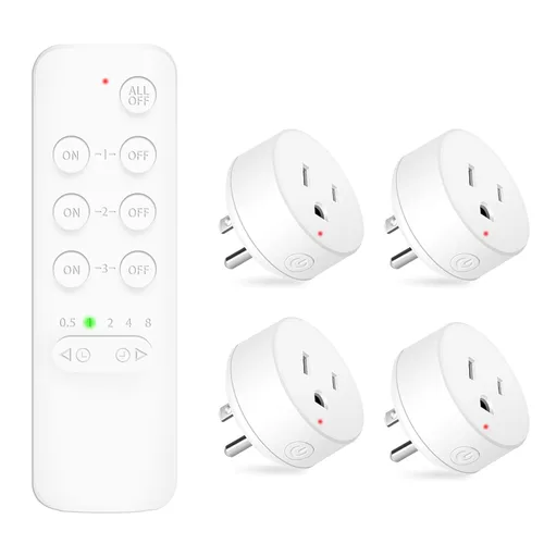 Miniatura 24 de NineLeaf Interruptor de salida remoto inalámbrico, interruptor de lámpara remoto, interruptor decorativo de enchufe de luz de encendido y apagado
