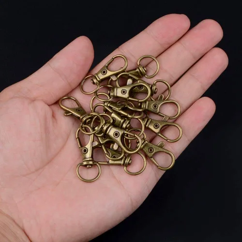 Miniatura 4 de HXSEMAYIG 100 piezas de ganchos para llavero con llaveros, cierres de mosquetón de langosta giratorios de metal, para clip de llavero, elaboración