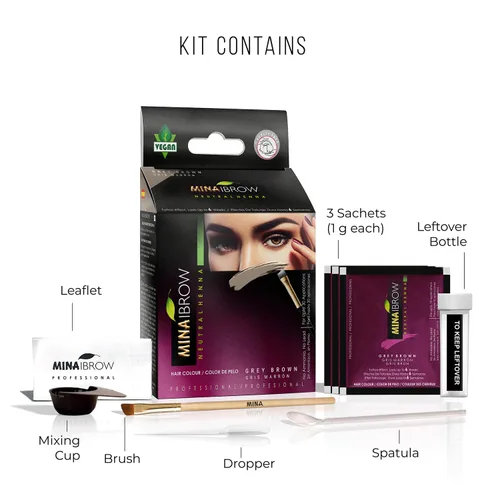 Miniatura 2 de Mina ibrow Color de Cabello Gris Marrón Coloración Natural de Puntos de Larga Duración y Polvo para Teñir el Cabello, Resistente al Agua y a