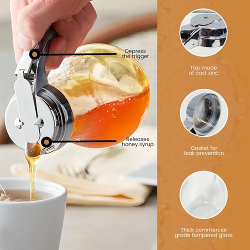 Miniatura 4 de OCS Parts Dispensador de jarabe con tapa y palanca de pulgar de dispensación Dispensadores de grado comercial para cocinas domésticas