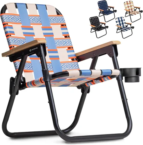 GoSports WOVN - Silla de playa tipo mochila – 9 estilos disponibles – Silla de camping plegable de primera calidad