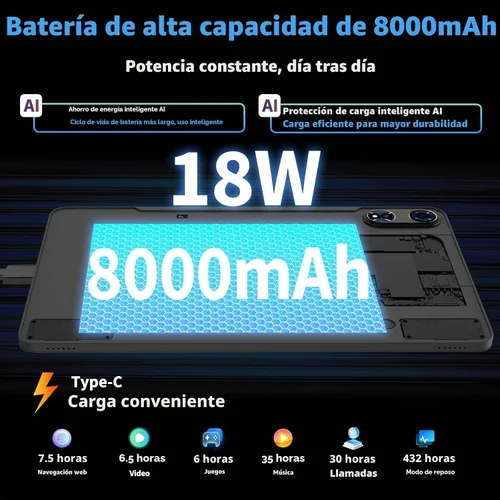 Miniatura 7 de YLEEBG Tablet grande de 12 pulgadas 2026, Android 16 con teclado, 24 GB+256 GB+2 TB expandir, tabletas PC con 2K Gemini AI, 8000 mAh, Octa-Core, Rosa