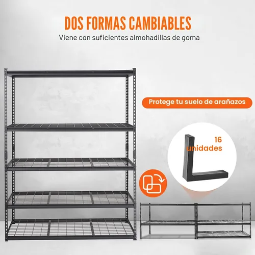 Miniatura 6 de VEVOR Estantes de almacenamiento, 2500 libras, estantería de garaje resistente de 5 niveles, 18 pulgadas de profundidad x 48 pulgadas de ancho x 72
