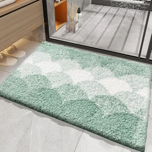 Miniatura 9 de Tapetes para baño, gruesos y absorbentes, antideslizantes, suaves y peludos, lavables a máquina (16 x 24 pulgadas, gris)