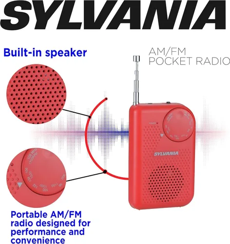 Miniatura 4 de Radio de bolsillo portátil AM/FM con bocina integrada, color azul N/A Rojo