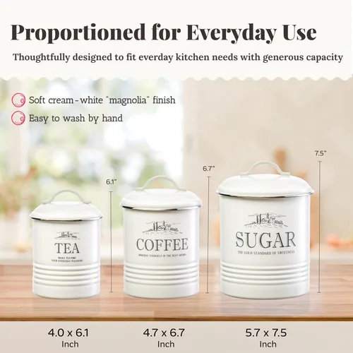 Miniatura 5 de noonberry Botes de cocina para encimera, juego de recipientes de cocina herméticos de 3 piezas, recipientes de té y café con azúcar para encimera
