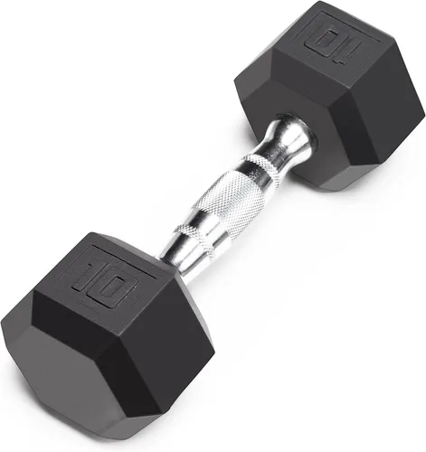 Miniatura 13 de Marcy - Mancuerna hexagonal de goma clásica con agarre estriado para entrenamiento de fuerza y culturismo, 5 libras - 50 libras, mancuerna