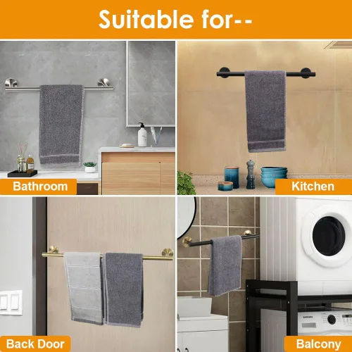 Miniatura 5 de TocTen - Barra de toalla de baño. Soporte de toalla de baño de acero inoxidable grueso SUS304, barra de toalla resistente para cuarto de baño