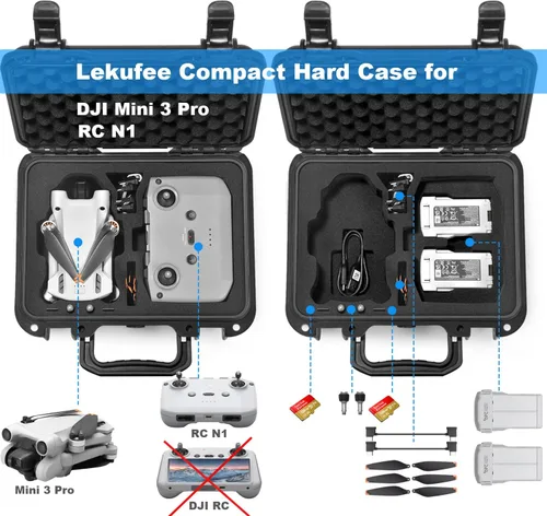 Miniatura 2 de Lekufee Funda rígida impermeable pequeña para DJI Mini 3 Pro/3 Drone Accesorios (solo funda, no para DJI RC)