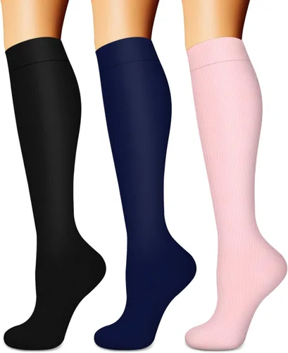 Miniatura 42 de Calcetines de compresión para mujeres y hombres (3 pares) – El mejor apoyo para enfermeras, correr, senderismo, recuperación y calcetines de vuelo
