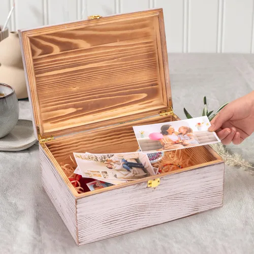 Miniatura 7 de Tree of Life - Cajas de recuerdo de madera más grandes con tapas con bisagras y un marco de fotos dentro de la tapa, caja de almacenamiento